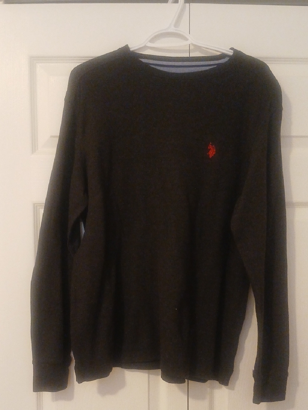 U.S. Polo Assn. Charcoal Crewneck Sweater with Red Logo